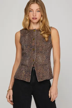Animal Print Blazer Vest