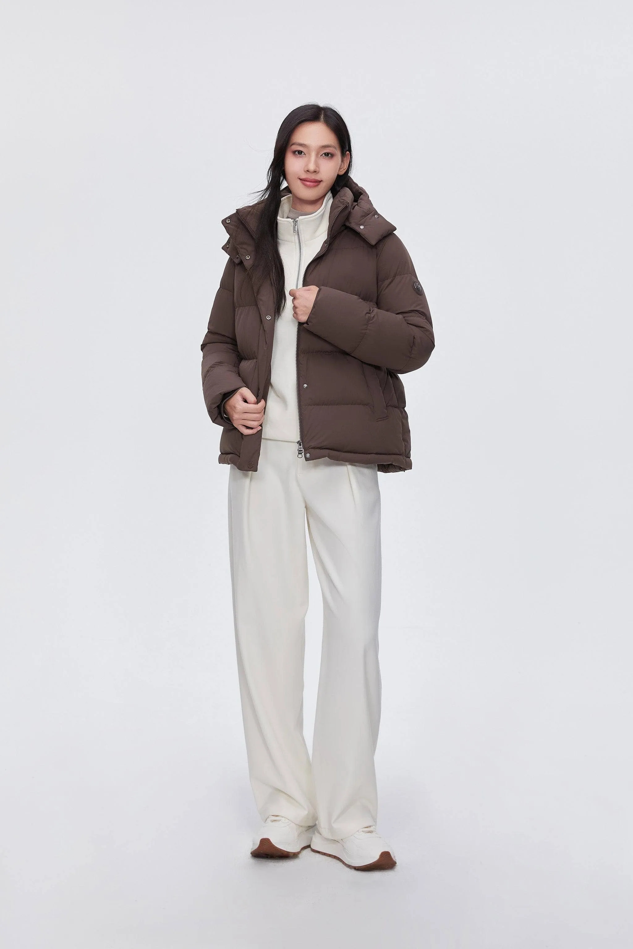 Comfy Women's Down Jacket With Detachable Hood