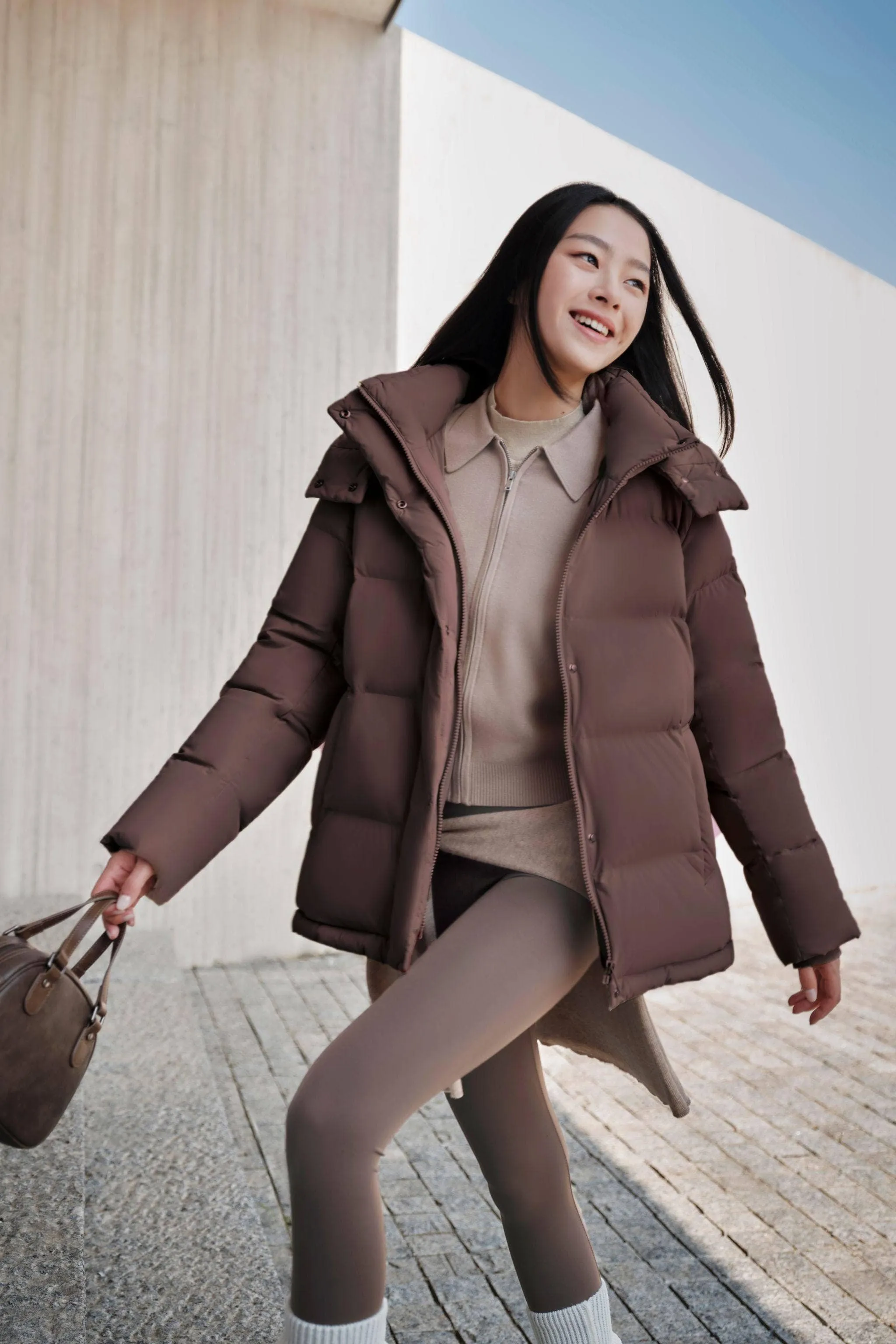 Comfy Women's Down Jacket With Detachable Hood