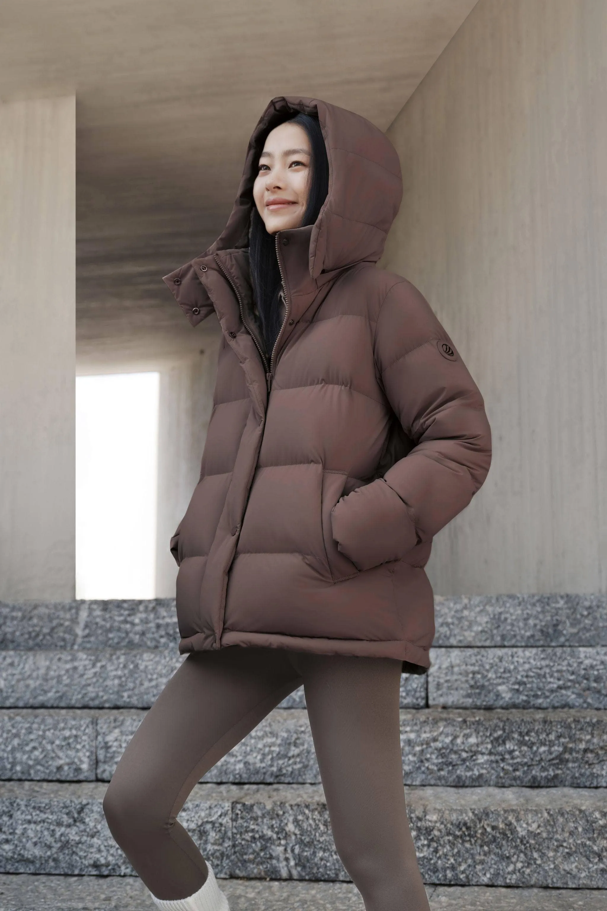 Comfy Women's Down Jacket With Detachable Hood