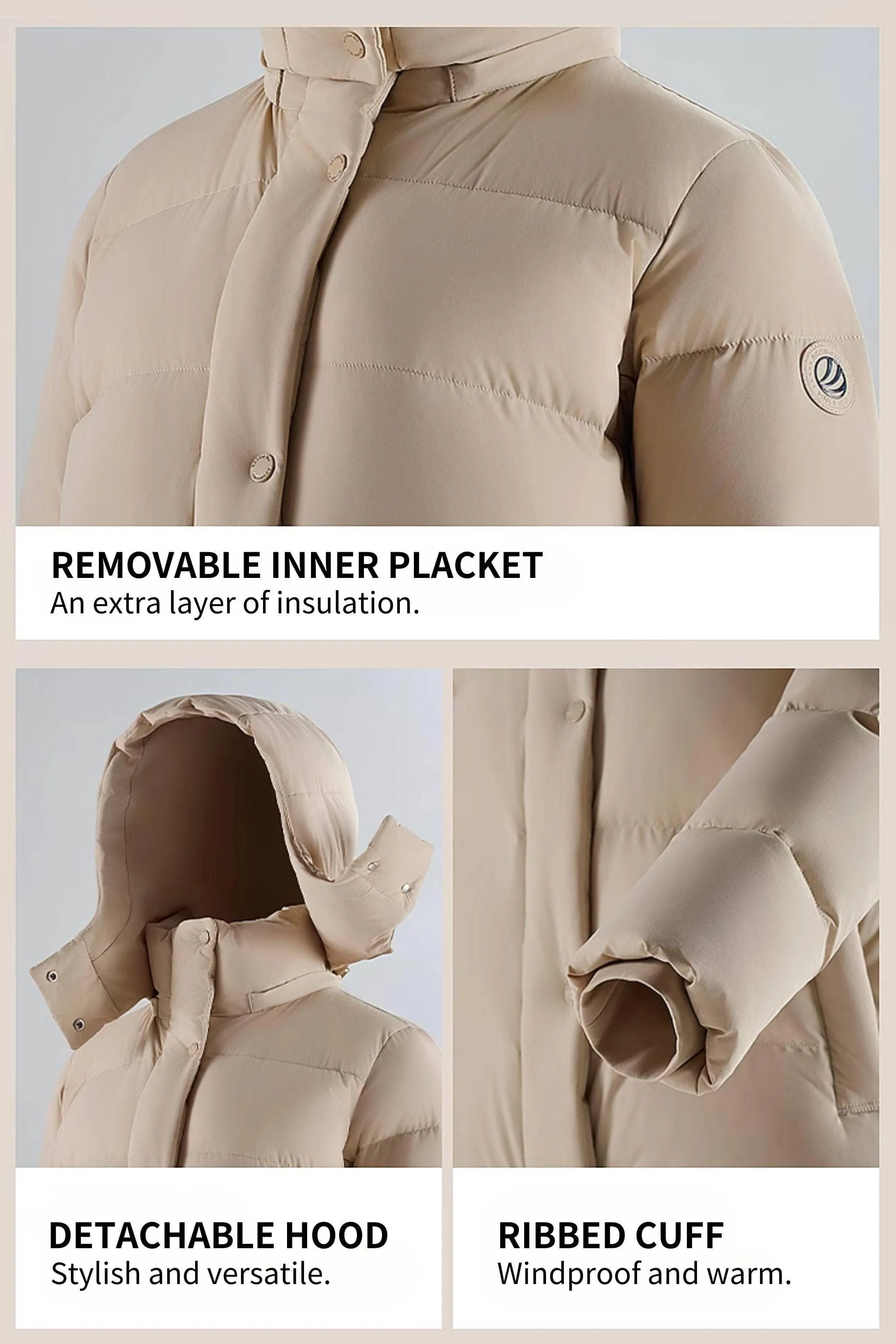Comfy Women's Down Jacket With Detachable Hood