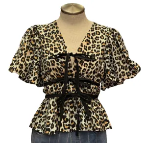 Cream Animal Print Top by Entro