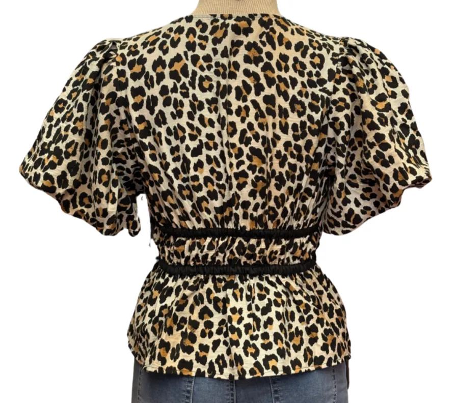 Cream Animal Print Top by Entro