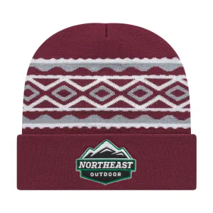 Diamond Pattern Knit Cap with Cuff