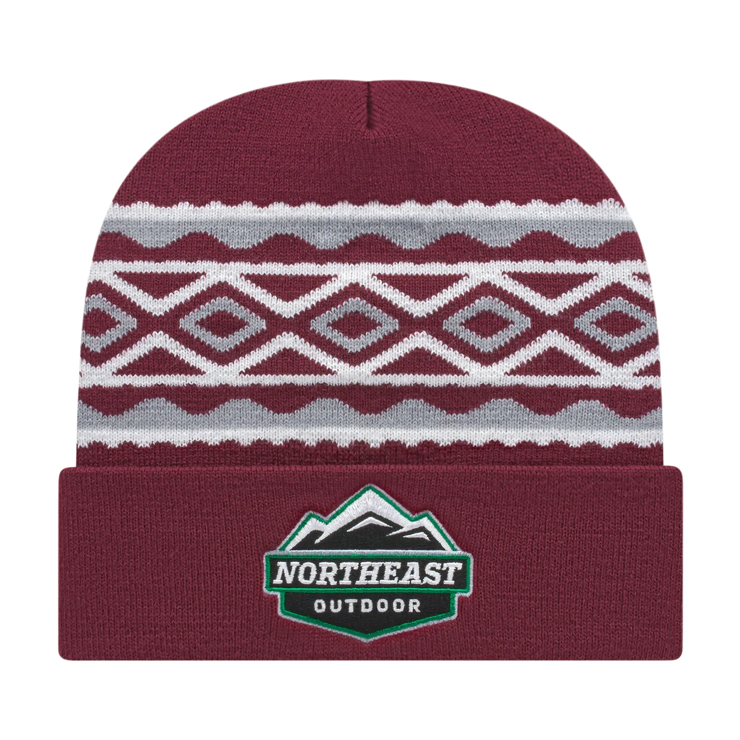 Diamond Pattern Knit Cap with Cuff