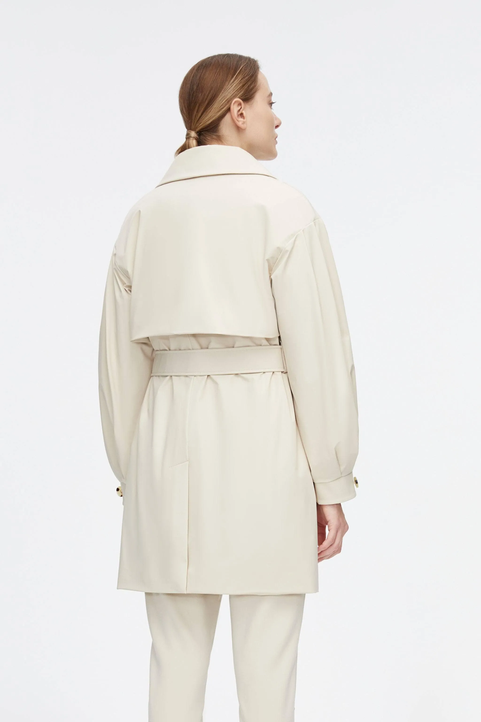 Dropped Shoulder Detachable Goose Down Trench Coat