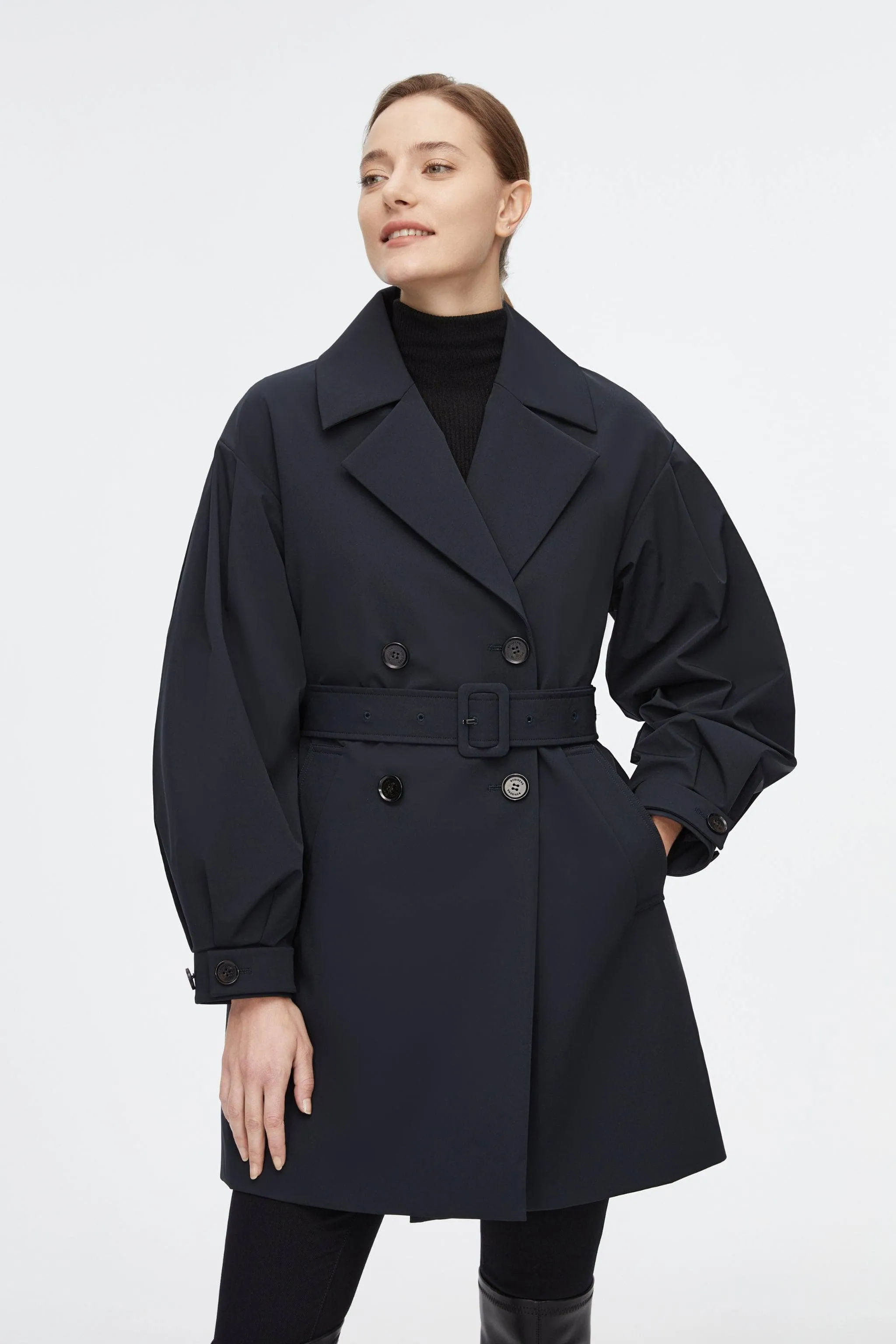 Dropped Shoulder Detachable Goose Down Trench Coat