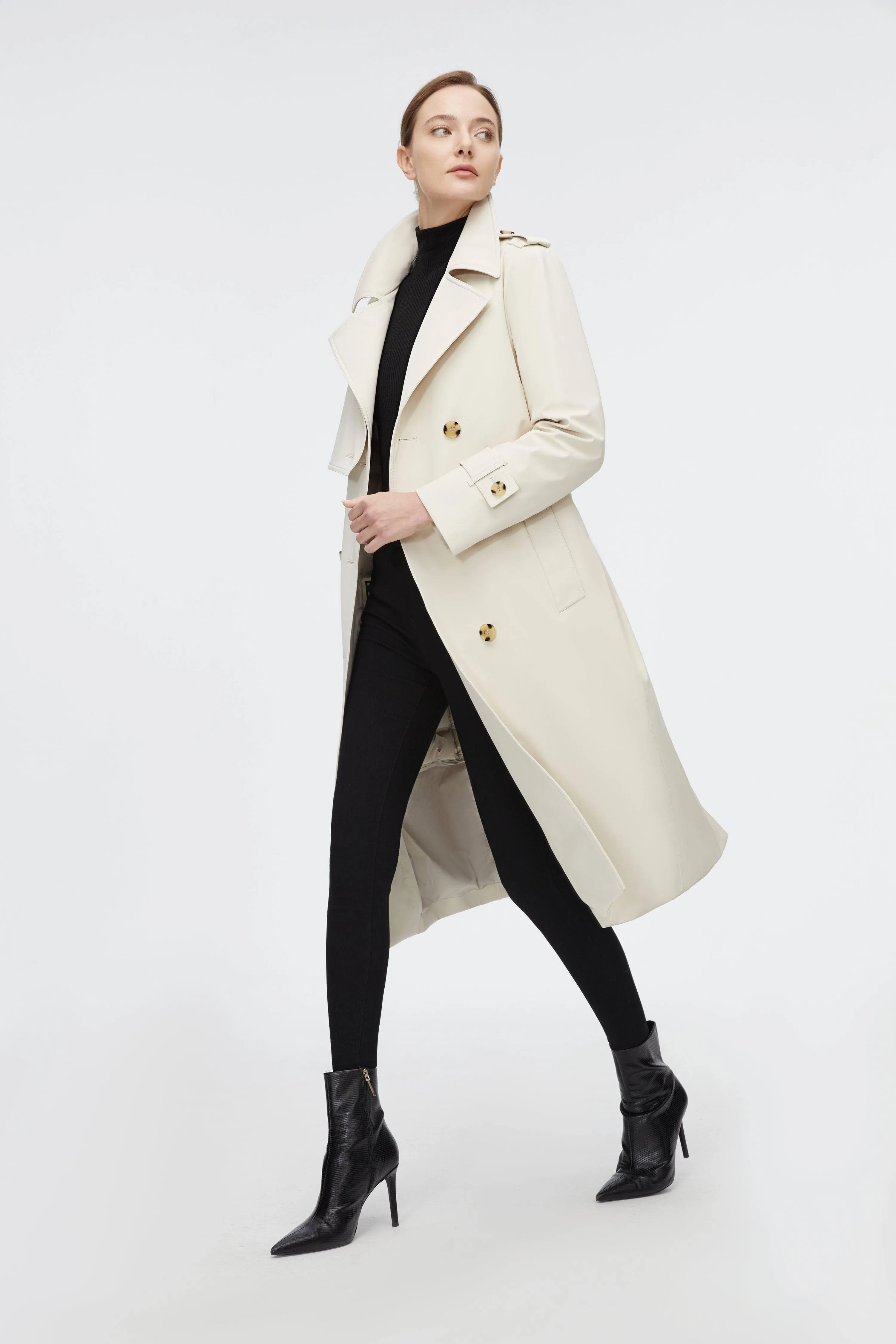 Full Length Detachable Goose Down Trench Coat
