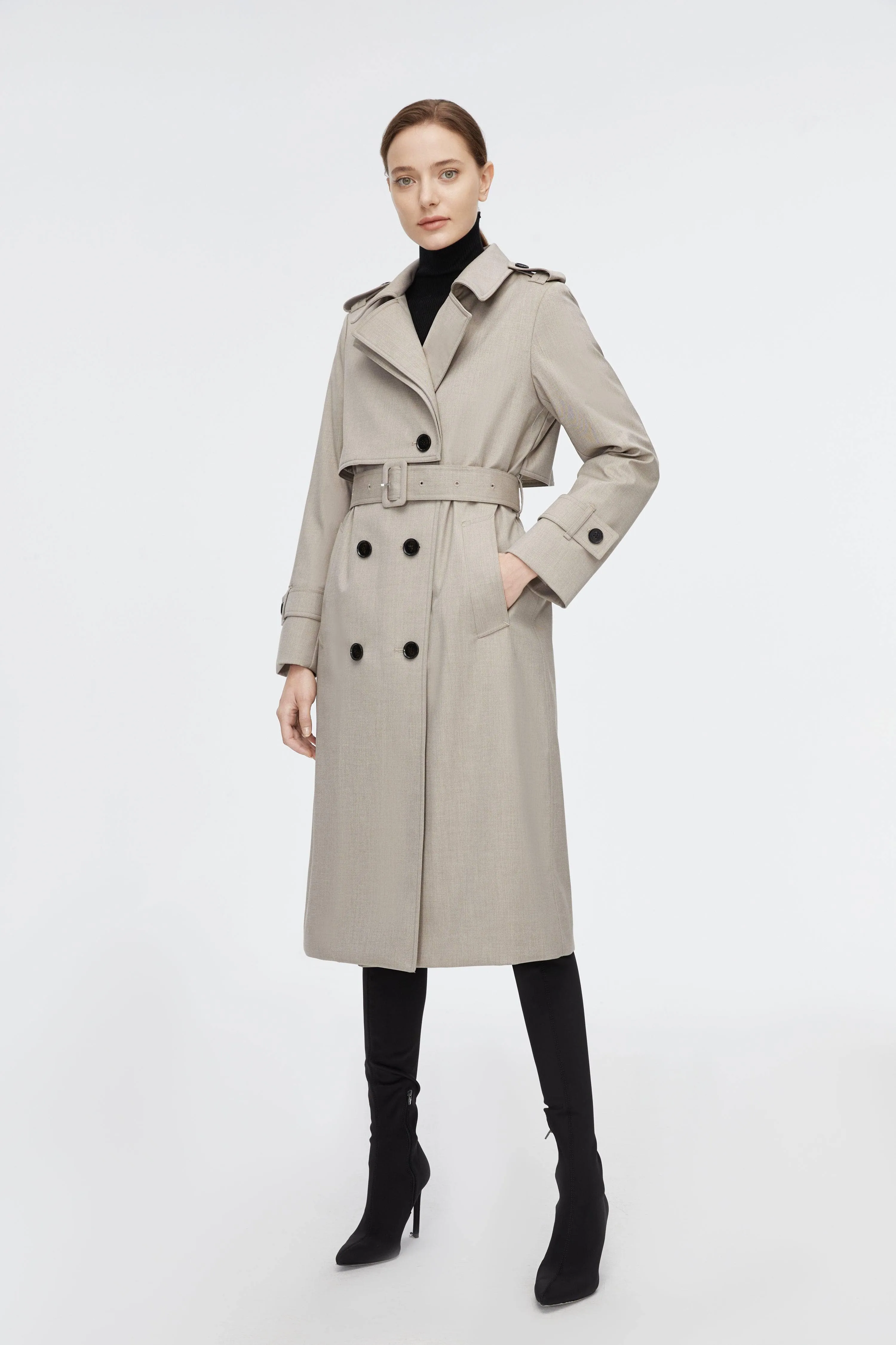 Full Length Detachable Goose Down Trench Coat
