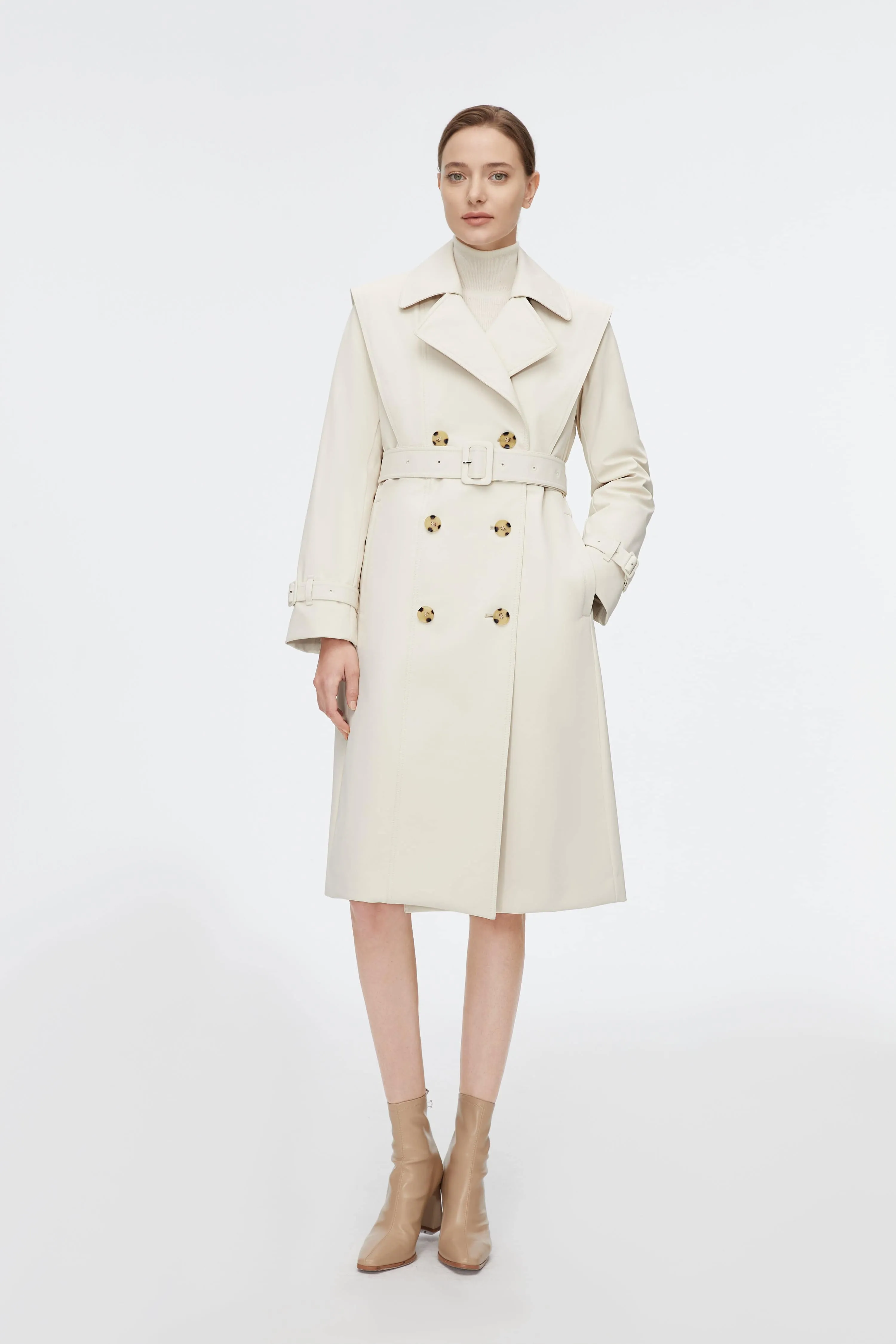 Full Length Detachable Goose Down Trench Coat