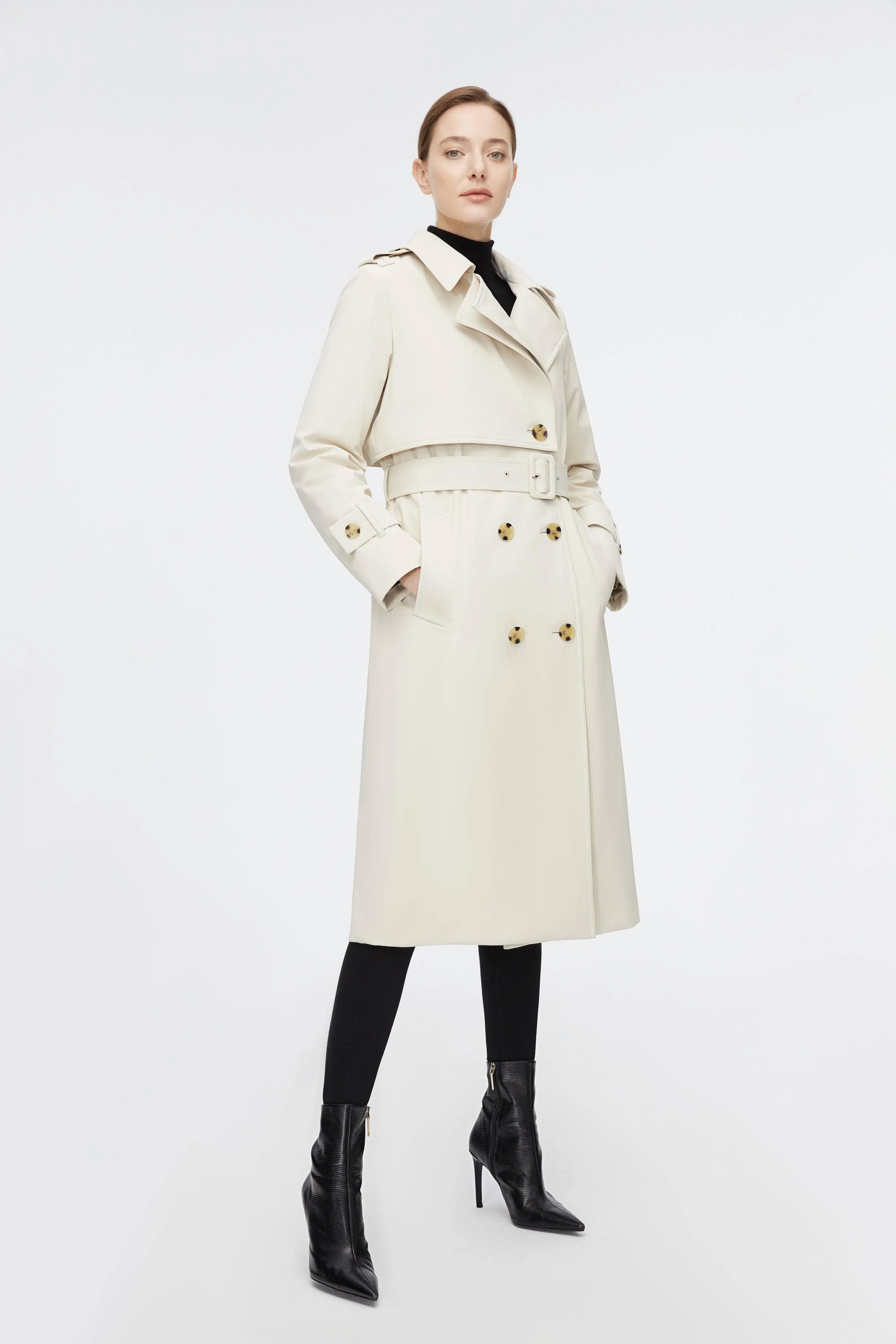 Full Length Detachable Goose Down Trench Coat