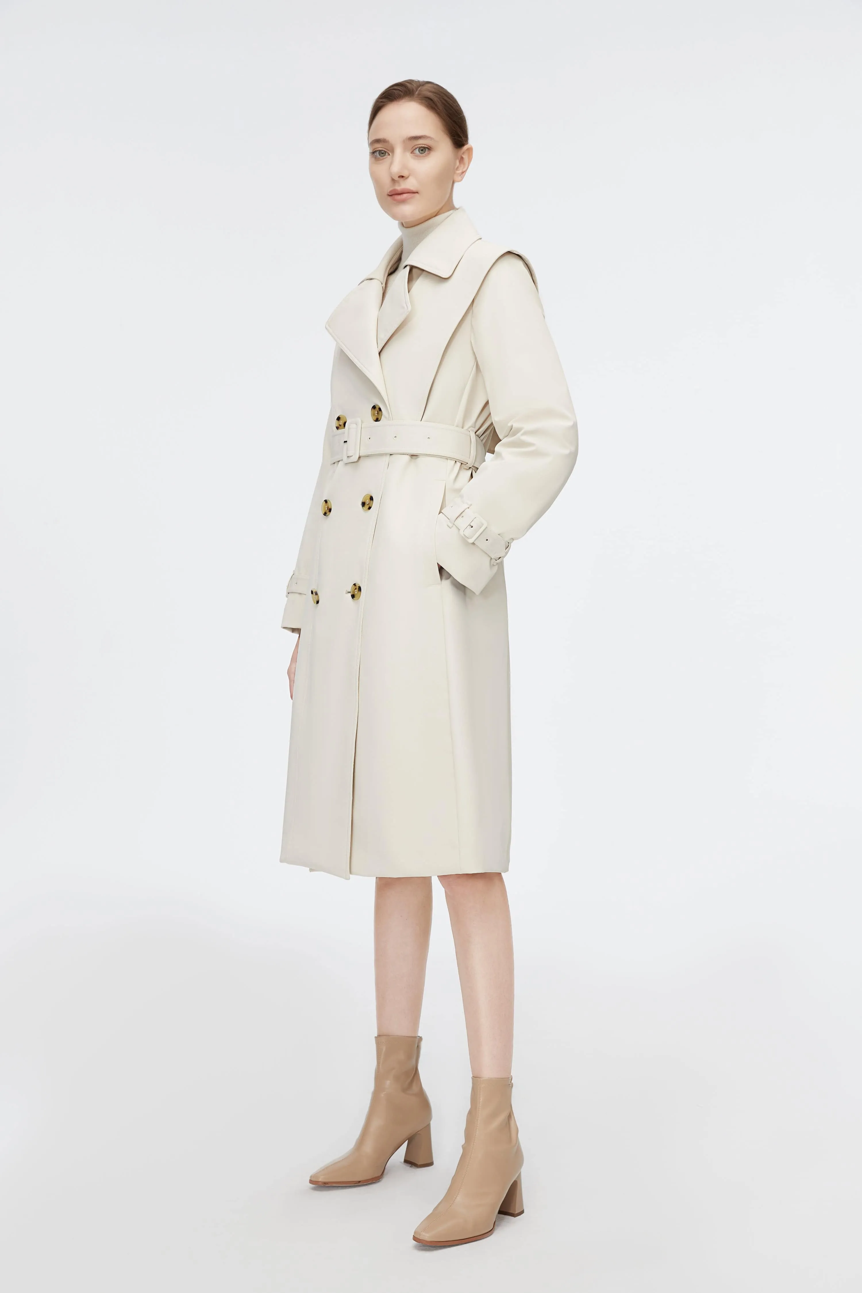 Full Length Detachable Goose Down Trench Coat