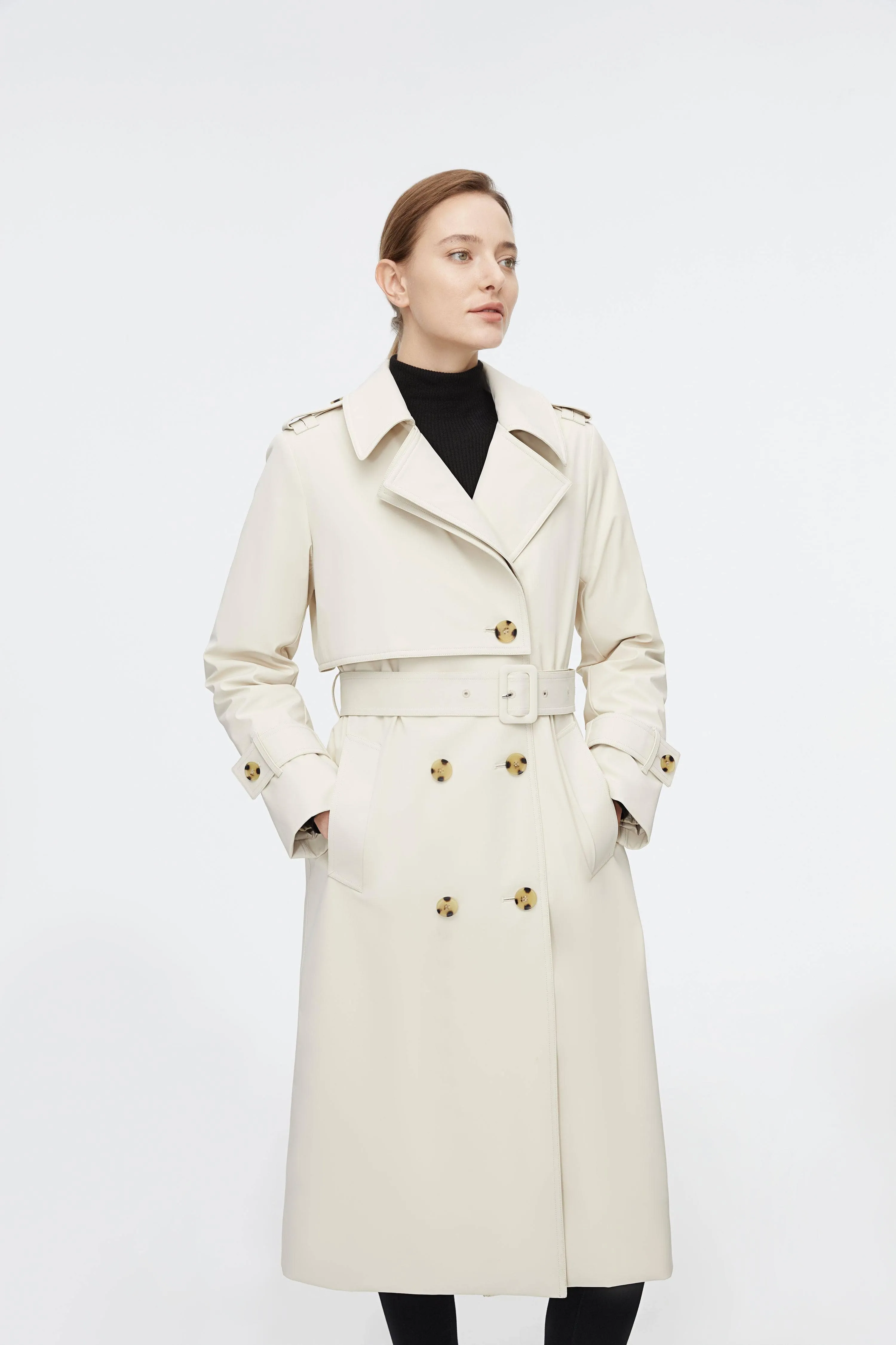 Full Length Detachable Goose Down Trench Coat