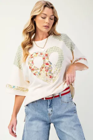 Heart Patch Soft Washed Terry Knit Top