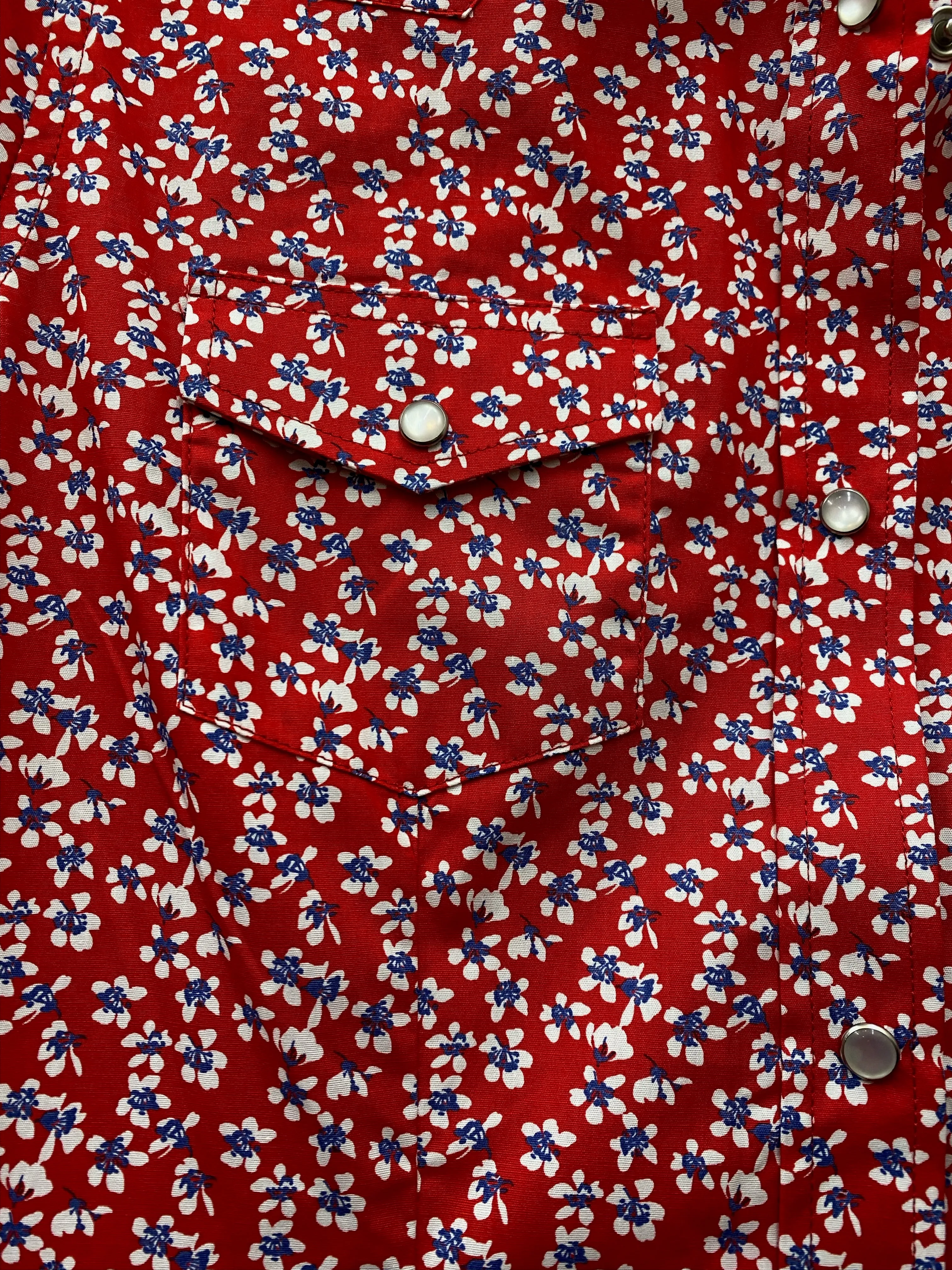 Ladies Red w/ Tiny Floral Design Western Shirt