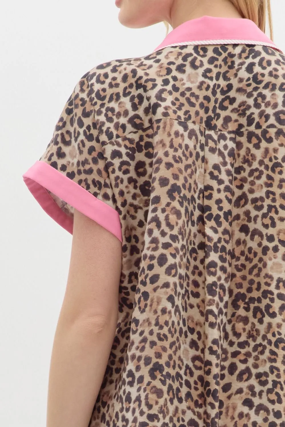 Leopard Top &  Pant Set w/ Pink Trim