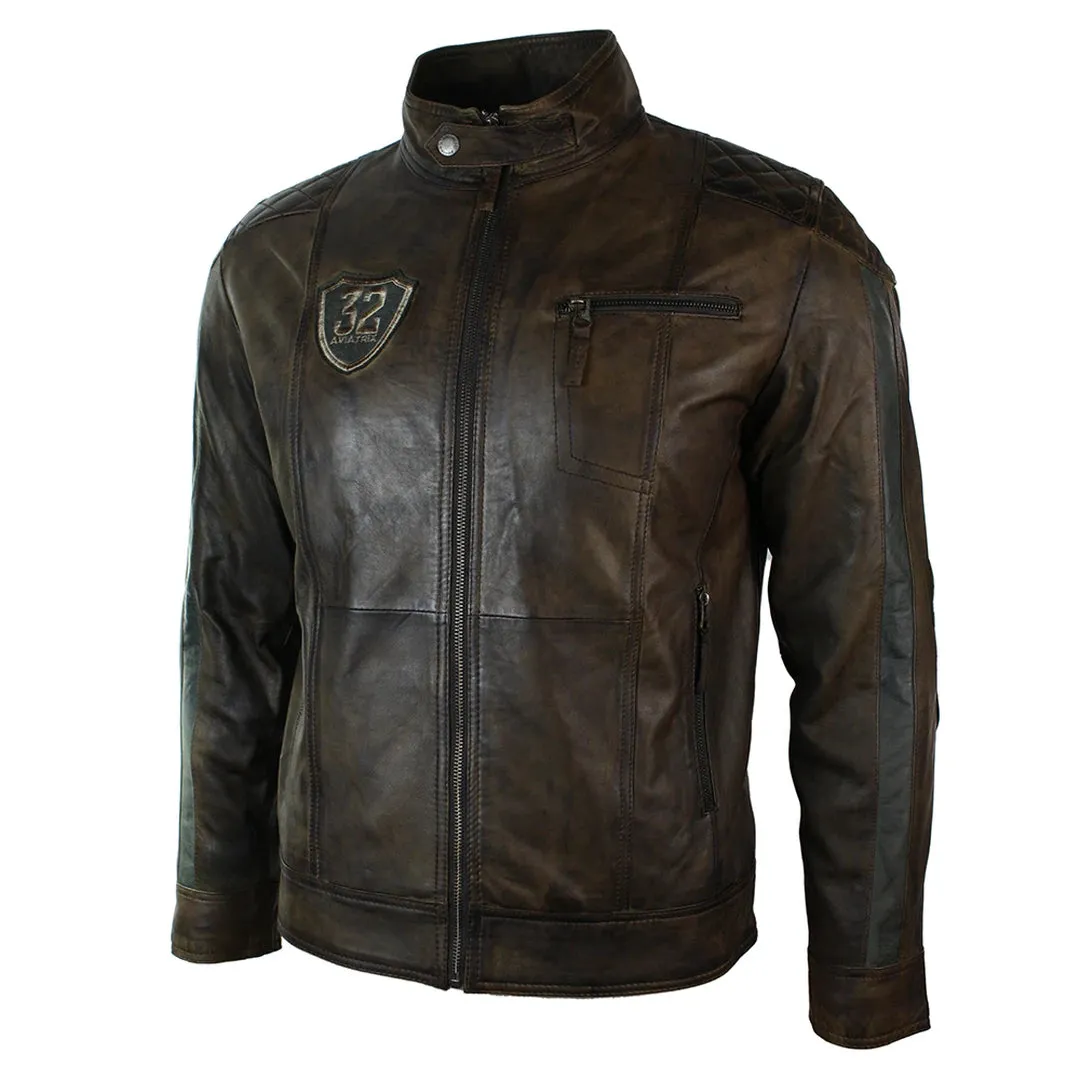 Men's Antique Brown Biker Leather Jacket