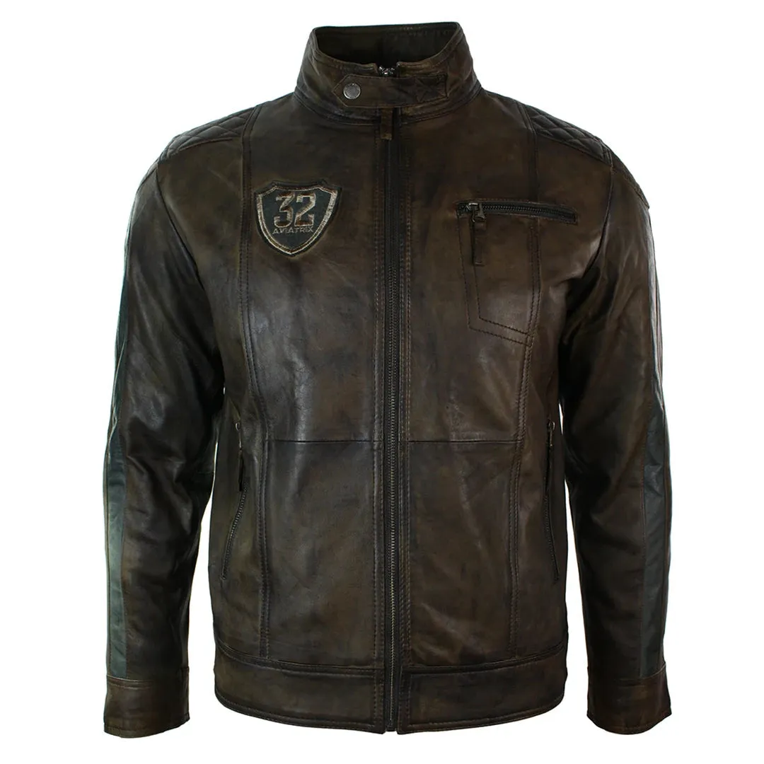 Men's Antique Brown Biker Leather Jacket