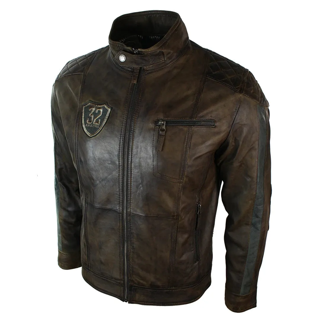 Men's Antique Brown Biker Leather Jacket