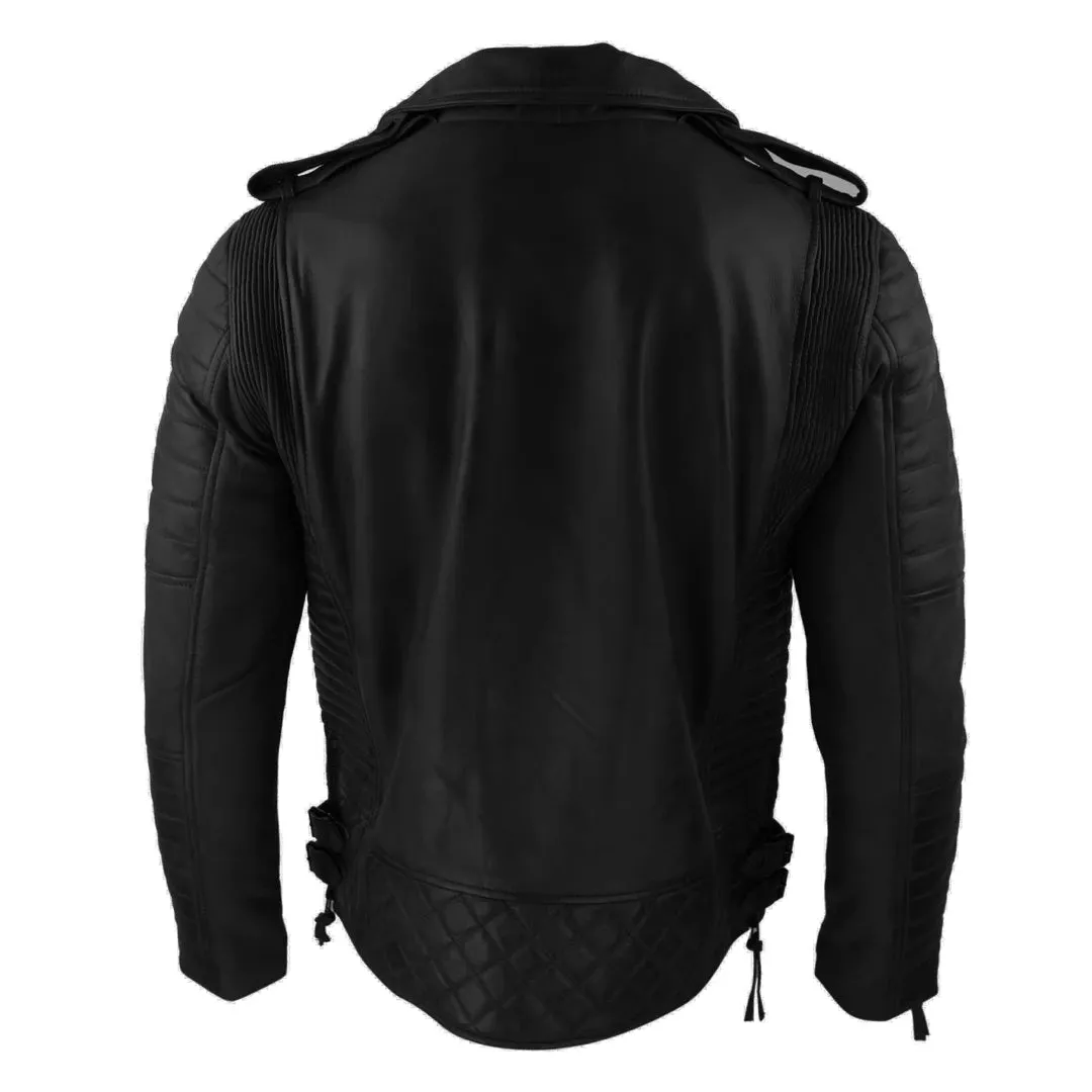 Men's Biker Jacket Cross Zip Black Wine Rock Punk