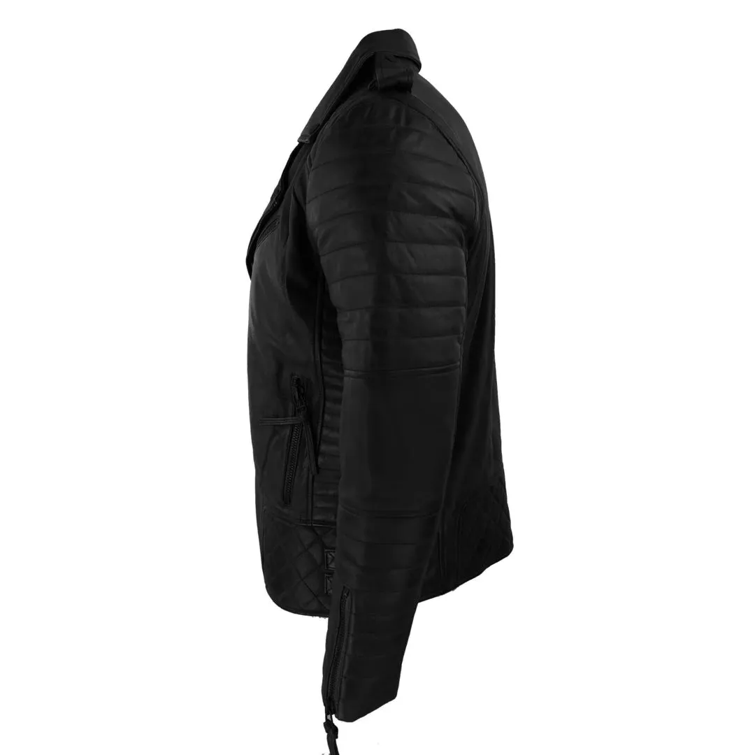 Men's Biker Jacket Cross Zip Black Wine Rock Punk