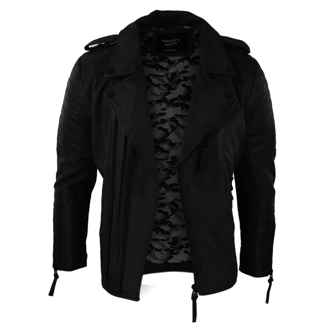 Men's Biker Jacket Cross Zip Black Wine Rock Punk