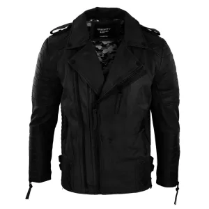 Men's Biker Jacket Cross Zip Black Wine Rock Punk