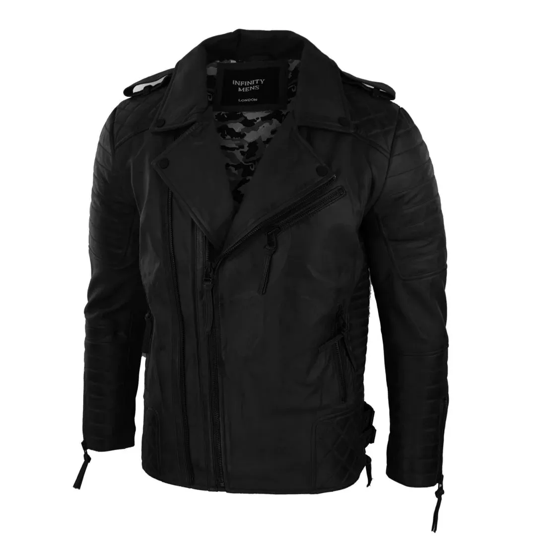 Men's Biker Jacket Cross Zip Black Wine Rock Punk