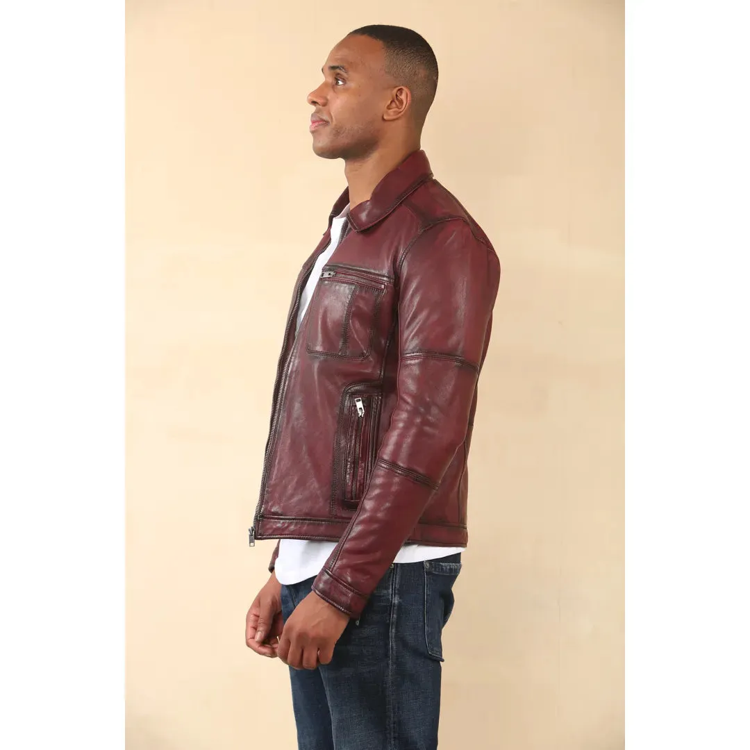 Men's Classic Collar Leather Biker Jacket