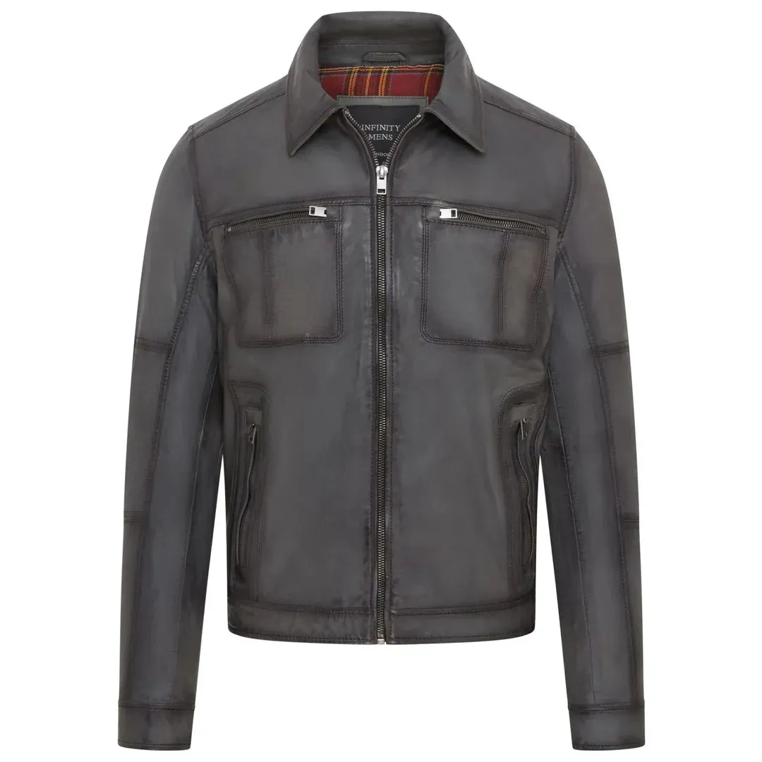 Men's Classic Collar Leather Biker Jacket