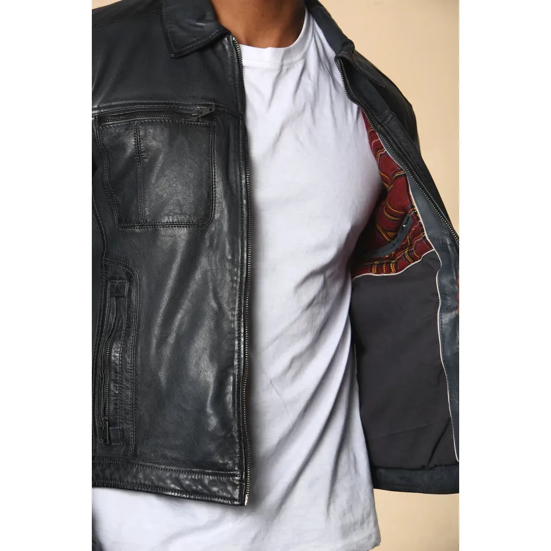 Men's Classic Collar Leather Biker Jacket