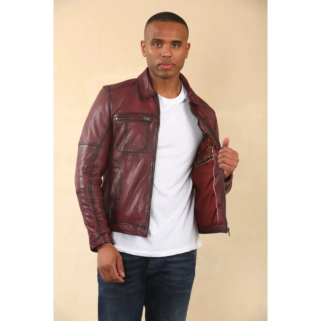 Men's Classic Collar Leather Biker Jacket