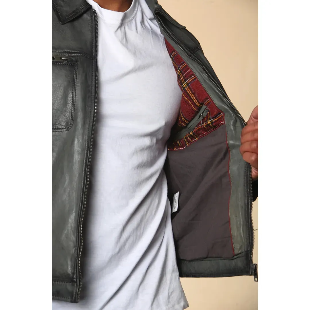 Men's Classic Collar Leather Biker Jacket