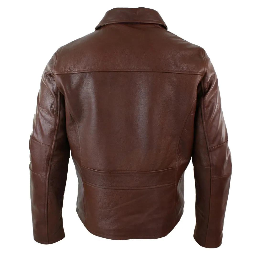 Men's Classic Leather Soft Hide Zipped Collar Box Jacket Fit