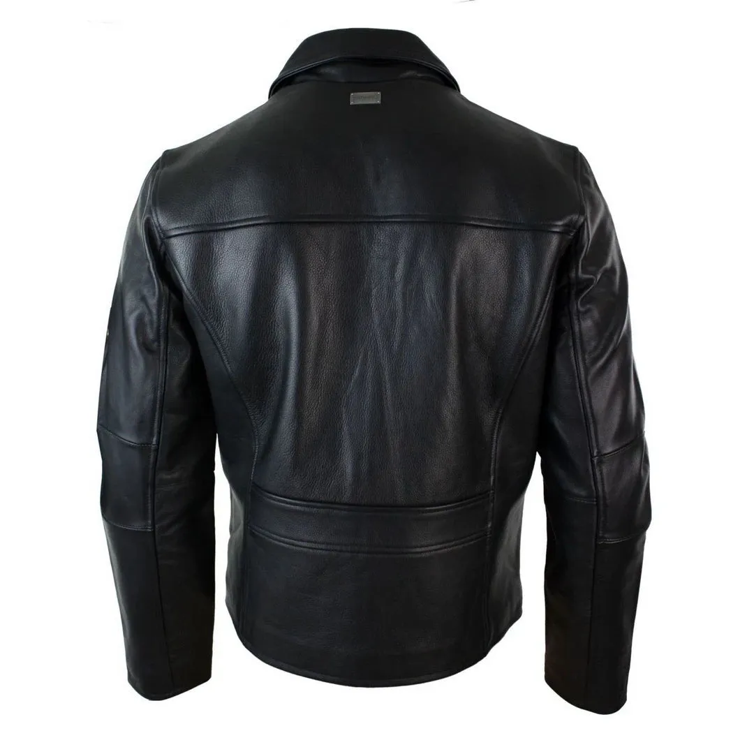 Men's Classic Leather Soft Hide Zipped Collar Box Jacket Fit