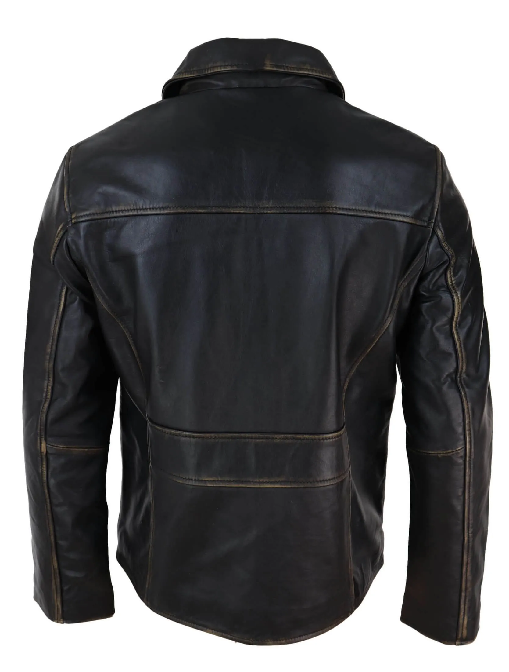 Men's Classic Leather Soft Hide Zipped Collar Box Jacket Fit