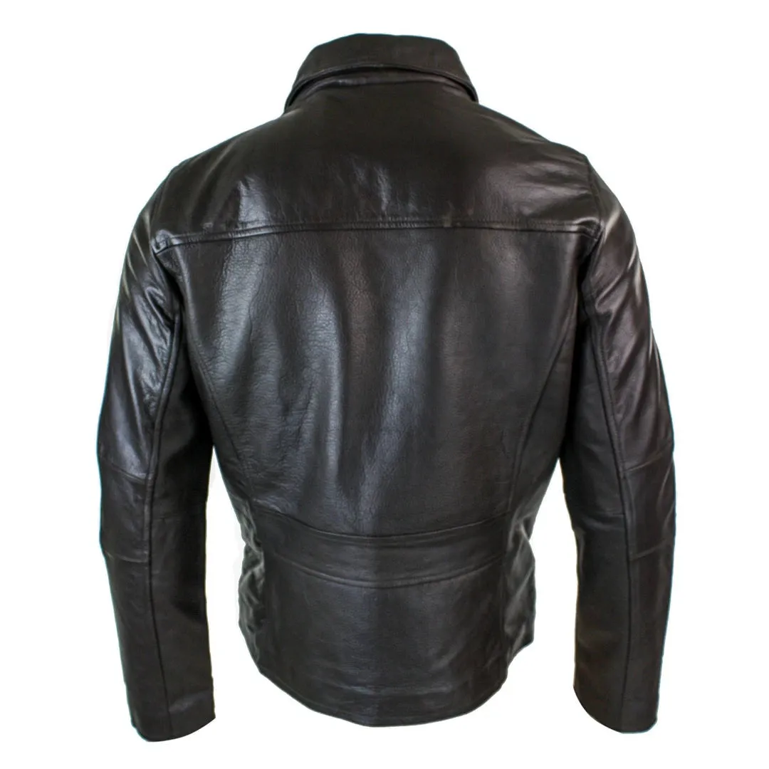 Men's Classic Leather Soft Hide Zipped Collar Box Jacket Fit