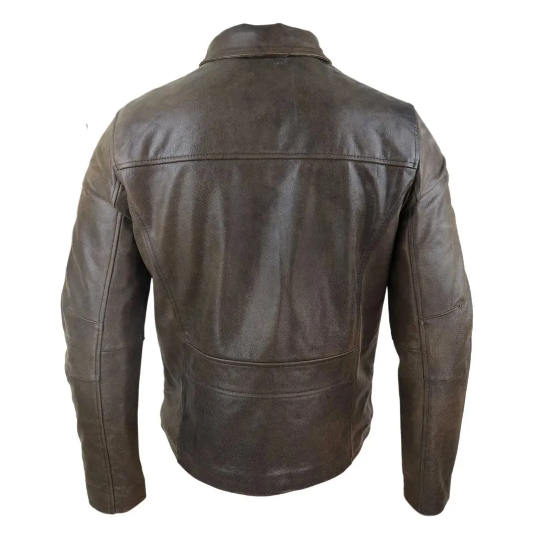 Men's Classic Leather Soft Hide Zipped Collar Box Jacket Fit