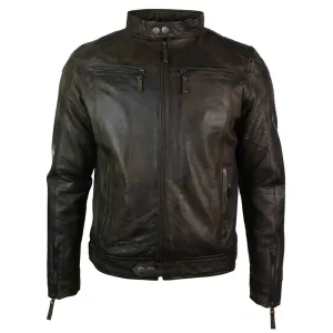 Men's Distressed Brown Wine Leather Jacket Biker
