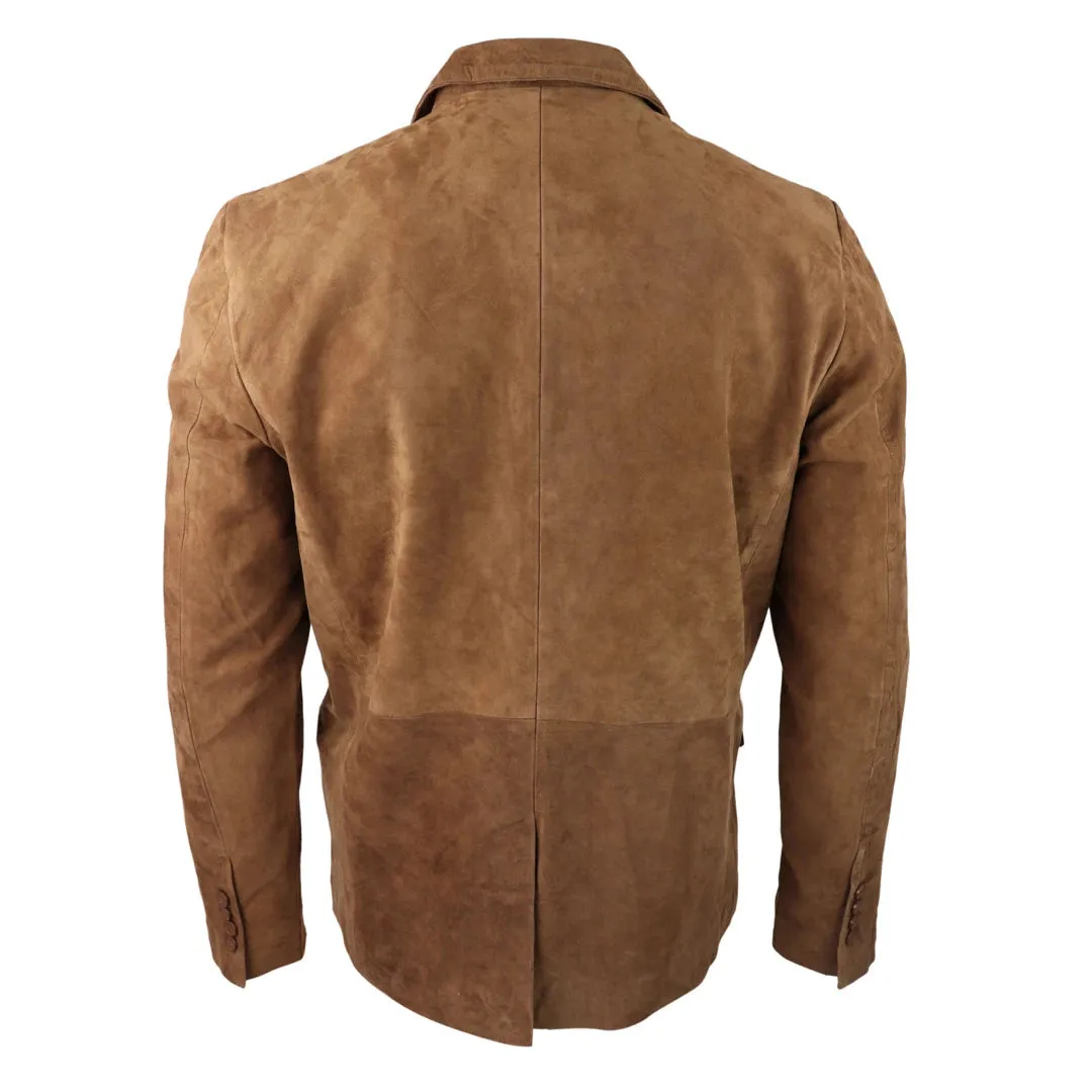 Mens Genuine Suede Blazer Style Jacket Leather Mens Classic VIntage Smart Casual