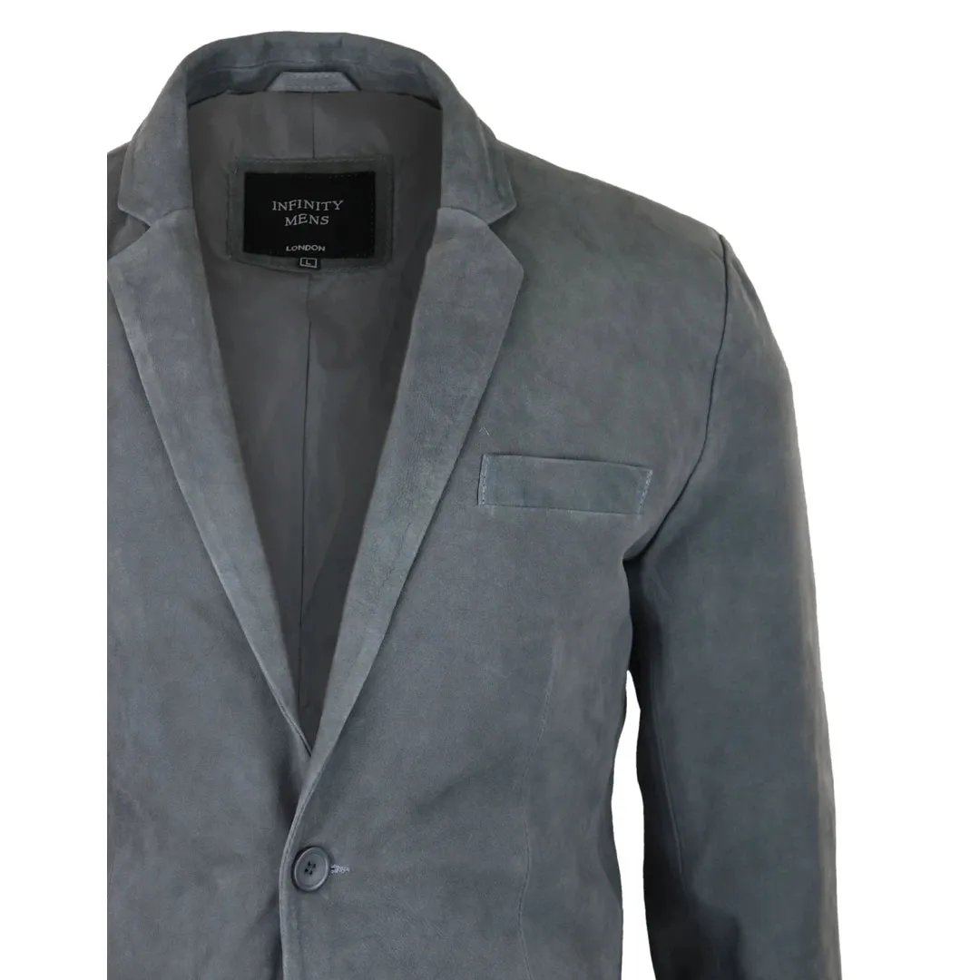 Mens Genuine Suede Blazer Style Jacket Leather Mens Classic VIntage Smart Casual