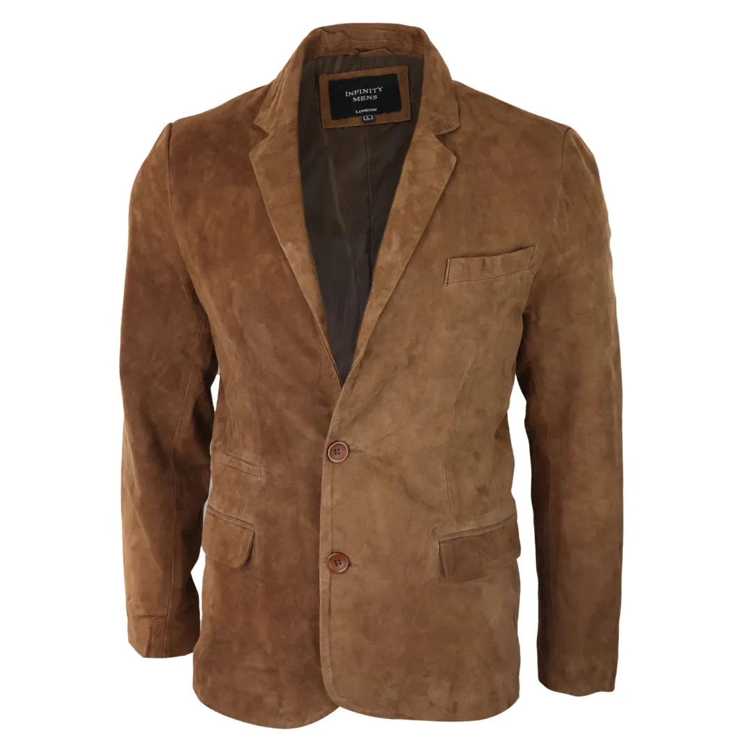 Mens Genuine Suede Blazer Style Jacket Leather Mens Classic VIntage Smart Casual