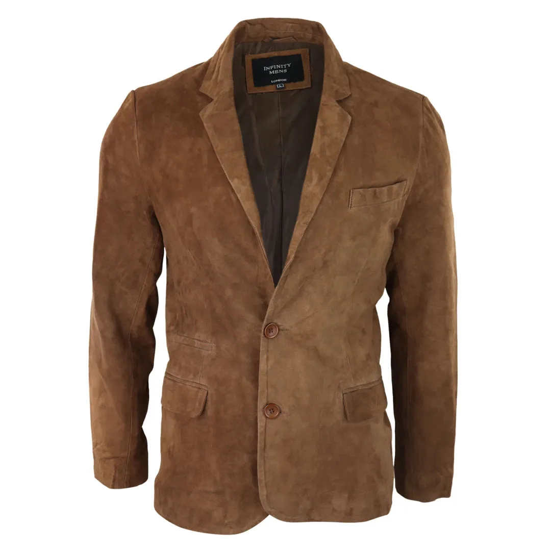 Mens Genuine Suede Blazer Style Jacket Leather Mens Classic VIntage Smart Casual