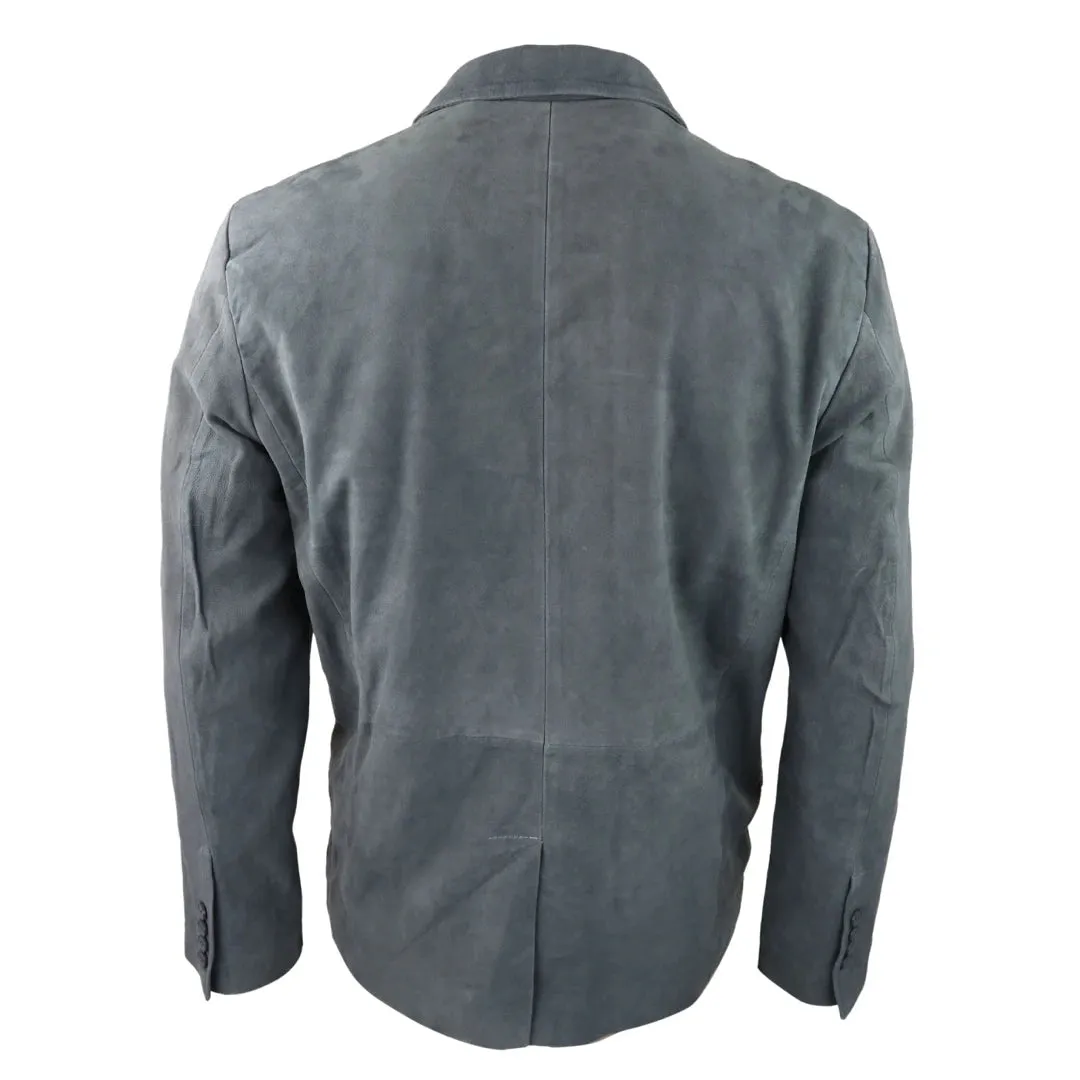 Mens Genuine Suede Blazer Style Jacket Leather Mens Classic VIntage Smart Casual