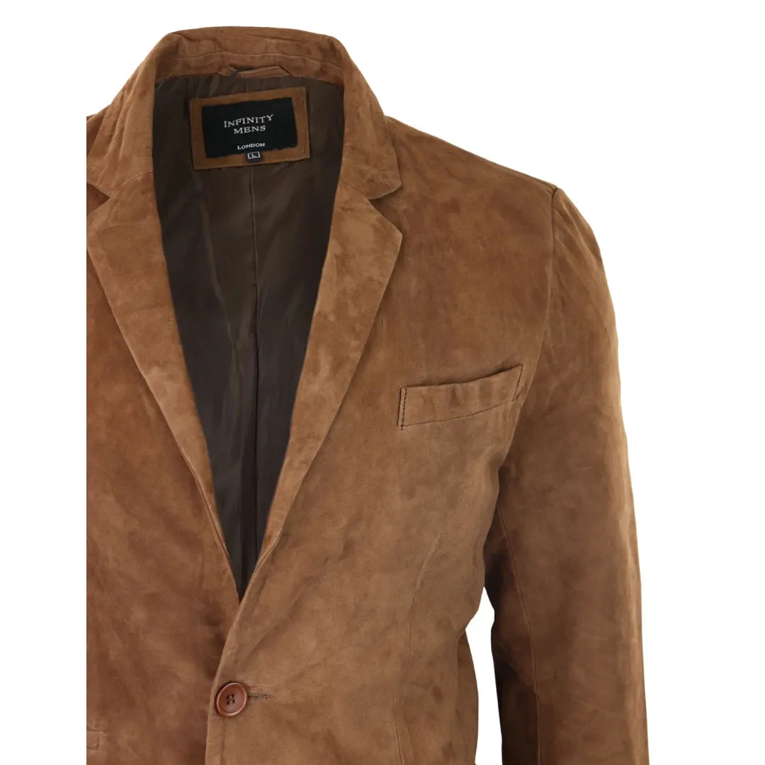 Mens Genuine Suede Blazer Style Jacket Leather Mens Classic VIntage Smart Casual