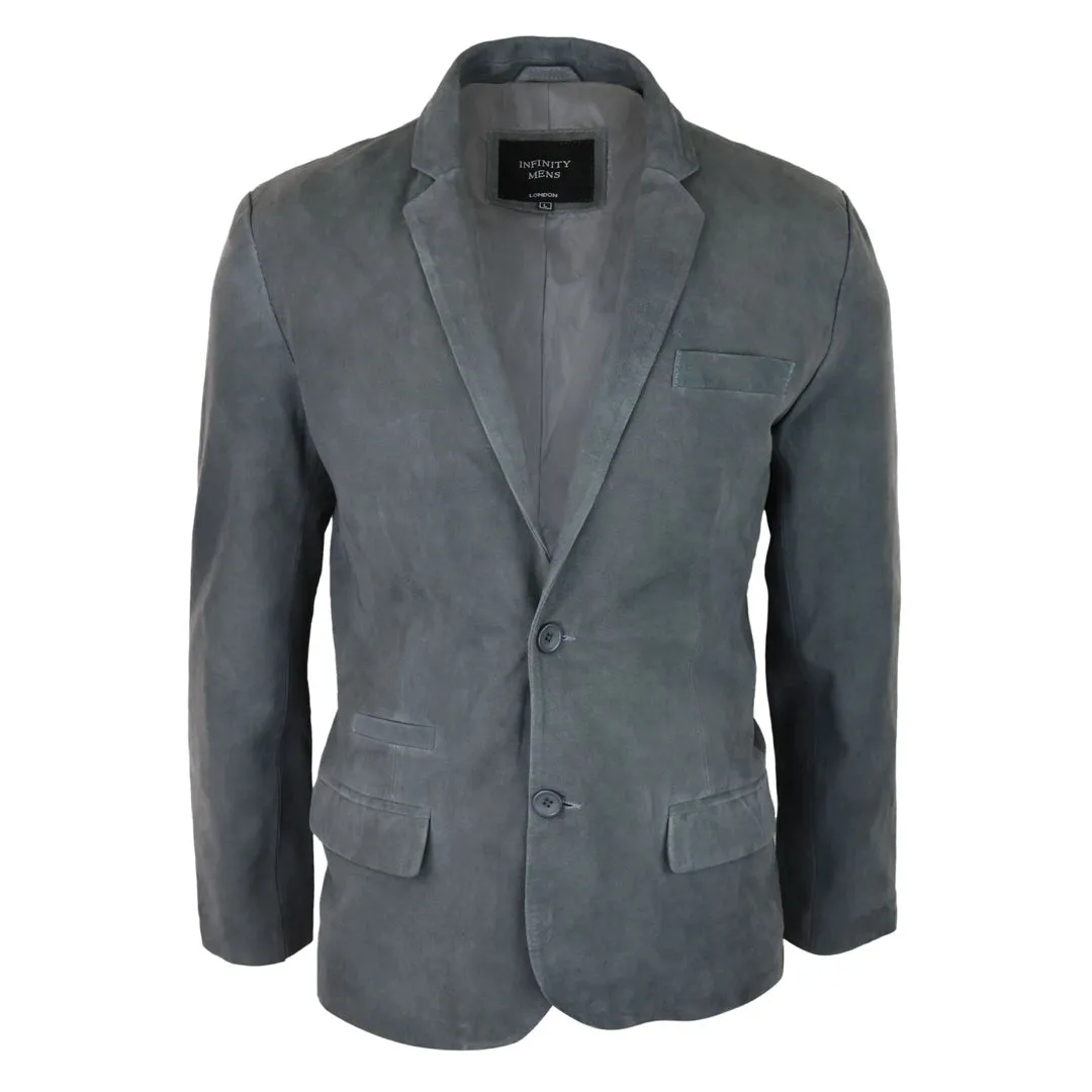 Mens Genuine Suede Blazer Style Jacket Leather Mens Classic VIntage Smart Casual