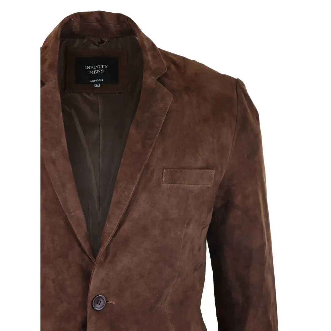 Mens Genuine Suede Blazer Style Jacket Leather Mens Classic VIntage Smart Casual