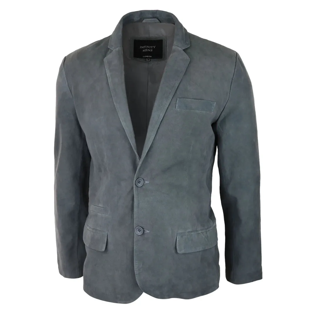 Mens Genuine Suede Blazer Style Jacket Leather Mens Classic VIntage Smart Casual