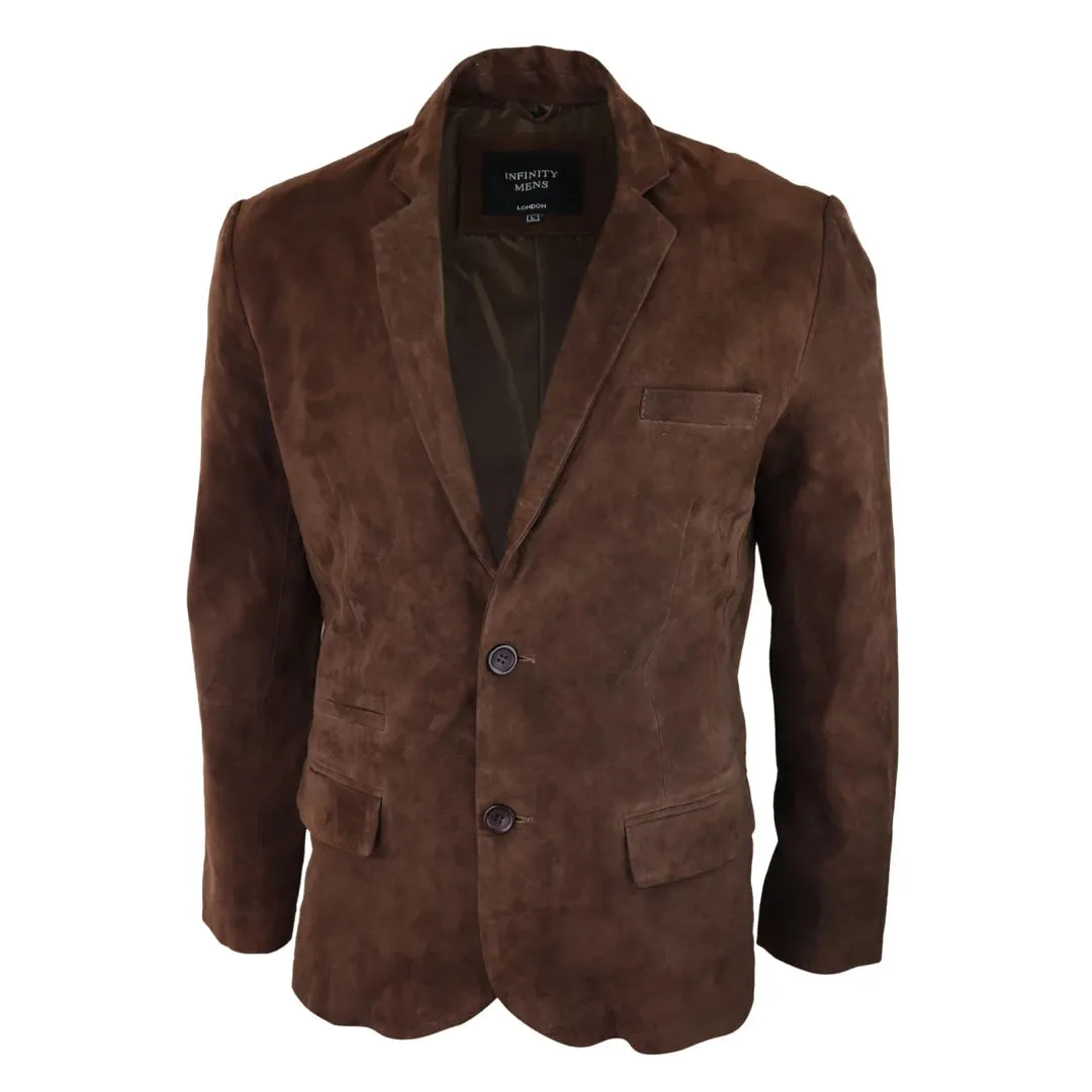 Mens Genuine Suede Blazer Style Jacket Leather Mens Classic VIntage Smart Casual