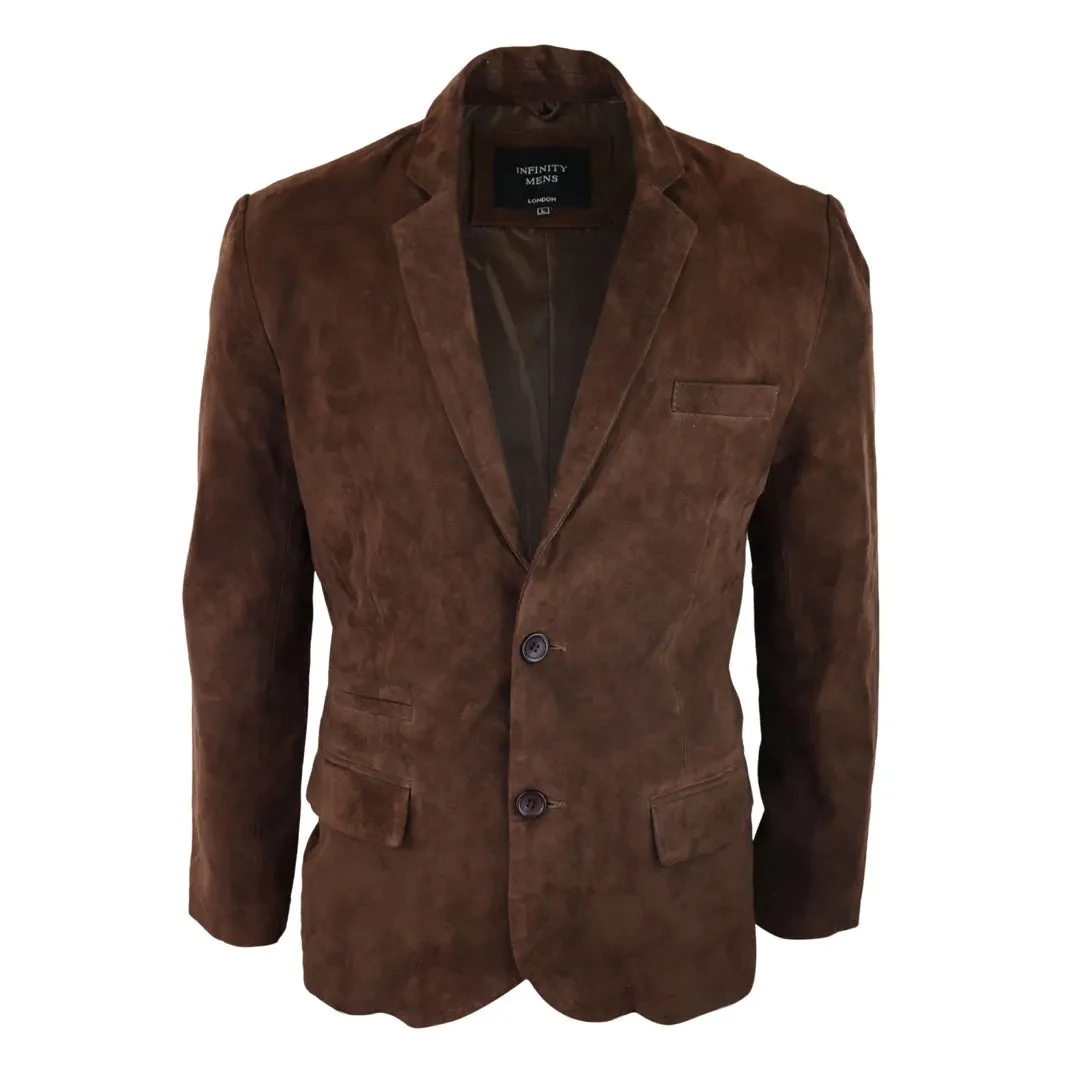 Mens Genuine Suede Blazer Style Jacket Leather Mens Classic VIntage Smart Casual